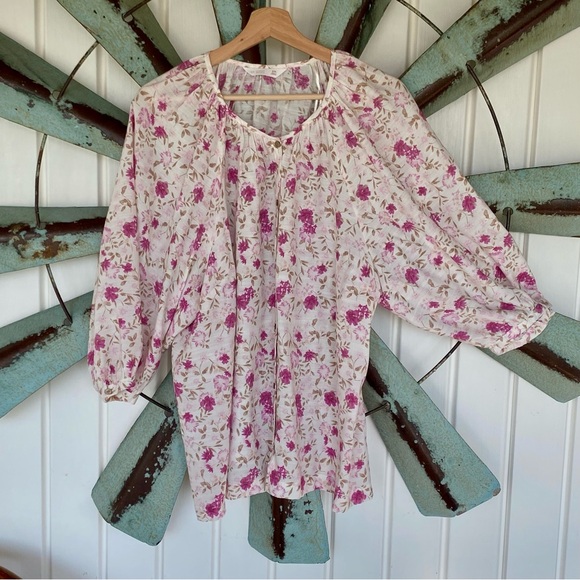 Lauren Conrad Women's Floral Long Sleeve Blouse Size XXL - Picture 1 of 8